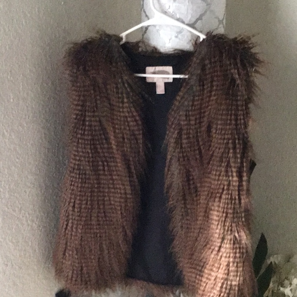 Brown Faux Fur Vest Jacket